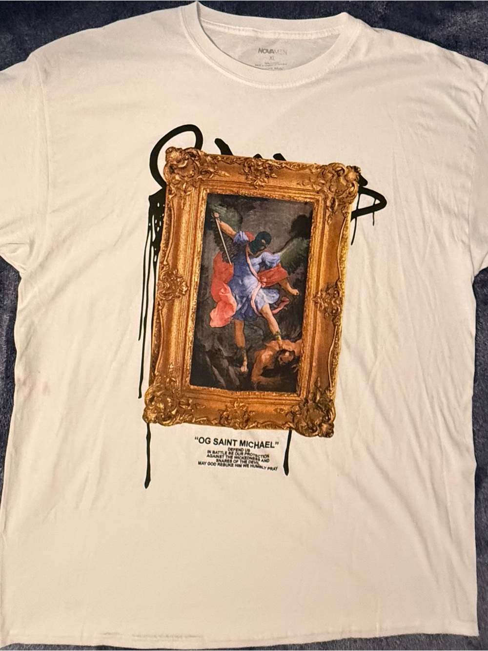 Nova Men's XL White Cotton OG Saint Michael Graphic T-Shirt